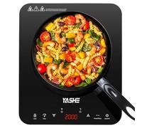 YASHE Plaque de cuisson - Table de cuisson à induction portable, 10 réglages de puissance et 10 réglages de température, plaque à induction de 2000 watts, minuterie de 4 heures, sécurité enfants