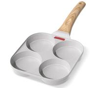 YASHE Poêle à 4 Trous pour Crêpes, Poêle Antiadhésive pour Œufs, Poêle en Aluminium Durable avec Manche Résistant à la Chaleur, Ustensile Polyvalent pour le Petit-Déjeuner