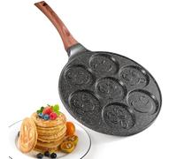 YASHE Poêle à Pancakes en Forme de Sourire, Poêle à Crêpes Antidérapante à 7 Trous, Mini-Machine à Pancakes en Aluminium, Parfaite pour les Petits Déjeuners, Brunchs, Fêtes et Vacances