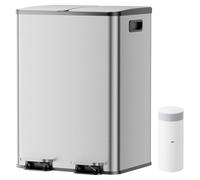 YASHE Poubelle à Double Compartiment avec Couvercle, 2x20L Poubelle de Recyclage pour Cuisine, Poubelle Pédale avec 20 Sacs, Seaux Intérieurs Amovibles, Fermeture Douce et 2 Filtres à Charbon