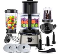 YASHE Robot de cuisine multifonctions 1300W - bol 2,5L, blender 1,5L, 3 vitesses, fonction pulse