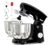 YASHE Robot Pâtissier 1500W, 4,5L + 5,5L Deux Bols en Acier Inoxydable, 10+P Vitesses, Tête Inclinable, Crochet à Pâte, Batteur & Fouet, Robot Pétrin Professionnel