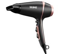 YASHE Sèche Cheveux Professionnel, 2 Vitesses & 3 Niveaux de Chaleur, Air Froid, Sèche Cheveux 2000W avec Buse de Précision, Cordon de 1,8 m & Crochet de Suspension, Noir Mat & Or Rose