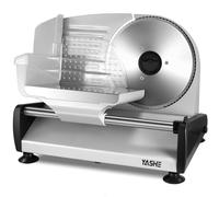 YASHE Trancheuse Électrique, 150W Trancheuse à Jambon avec Lame Amovible en Acier Inox 19cm, Épaisseur Réglable 0-15mm, Verrou de Sécurité, Pieds Ventouses pour Viande, Fromage et Pain