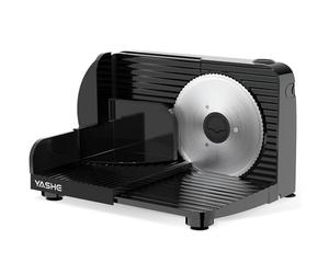 YASHE Trancheuse Electrique Pliable, 180W Trancheuse À Jambon Avec Épaisseur Réglable 0-15 Mm, Lame En Acier Inox 17 Cm, Compacte Et Facile À Ranger Pour Viande, Fromage, Pain Et Légumes, Noir