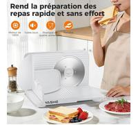 YASHE Trancheuse Electrique Pliable, 180W Trancheuse À Jambon, Blanc