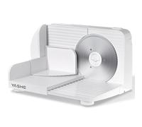YASHE Trancheuse Électrique Pliable, 180W Trancheuse à Jambon, Lame Inox 17 cm, Épaisseur Réglable 0-15 mm, Compacte et Facile à Ranger pour Viande, Fromage, Pain, Légumes, Blanc