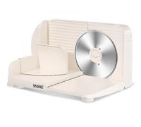 YASHE Trancheuse Électrique Pliable, Lame Dentelée 17 cm, Épaisseur 0-15 mm | Interrupteur à Maintenir Enfoncé, Pieds Antidérapants et Nettoyage Facile, Pour Viande, Fromage, Pain et Légumes, 180W