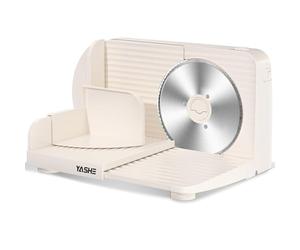 YASHE Trancheuse Électrique Pliable, Trancheuse À Jambon 180W Avec Lame Dentelée De 17 Cm, Épaisseur Réglable 0-15 Mm, Facile À Nettoyer & Design Sécurisé Pour Viande, Fromage, Pain, Légumes