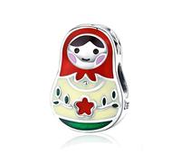YASHUO Breloque poupée russe originale en argent sterling 925 émaillé rouge en forme de crème glacée pour filles, breloques pour bracelets, cadeaux d'anniversaire, de Noël, Émail