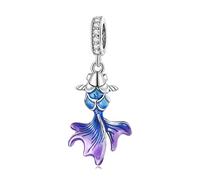 YaShuo Breloque tortue en argent sterling pour bracelets Pandora (poisson bleu) (S3696)