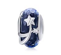 Yashuo Breloques en verre de Murano avec cœur en argent Sterling pour bracelets à breloques Pandora, 18*9mm, hole 4.3~4.5mm, Cristal Argent sterling, Zircone cubique