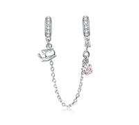 YASHUO Jewellery Chaîne de sécurité en forme de cœur pour bracelet à breloques en argent sterling pour bracelet à breloques (breloque de chaîne de sécurité en forme de patte de chat), Cristal
