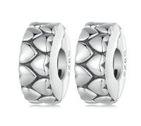 YASHUO Lot de 2 breloques intercalaires rondes en argent sterling 925 pour bracelets à breloques, Argent