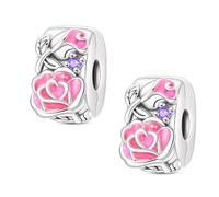 YASHUO Lot de 2 breloques intercalaires rondes en argent sterling 925 pour bracelets à breloques, Argent