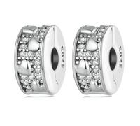 YASHUO Lot de 2 breloques intercalaires rondes en argent sterling 925 pour bracelets à breloques, Argent