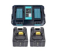 YASI MFG pour Makita DC18RD Double Chargeur Rapide et 2 Batteries pour Makita BL1850B BL1830 DC18RA DC18RC DC18RD [Chargeur 7,2 V-18 V Li-ION avec BL1850 18 V 5 Ah Li-ION]