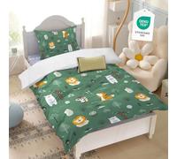 Yasida Parure de lit 2 pièces en microfibre avec 1 housse de couette 100 x 135 cm et 1 taie d'oreiller 40 x 60 cm Motif animaux Vert