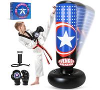 YasinKidz All Star Sac de Frappe Gonflable pour Enfants de 167,6 cm avec Gants pour karaté, Taekwondo, MMA