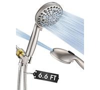 YASINU Pommeau de douche à main haute pression à 10 réglages, pulvérisateur de douche amovible de 12,7 cm, tuyau extra long en acier inoxydable de 200,7 cm, support réglable - Nickel brossé