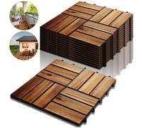 Yaskilosiu 11pcs Dalles de terrasse jardin clipsables en bois composite 30 x 30 cm Type Revêtement de sol extérieur