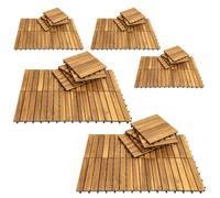 Yaskilosiu 22x Dalles de terrasse en bois d'acacia pour 30 x 30 cm Jardin extérieur sol extérieurdécoupe possible