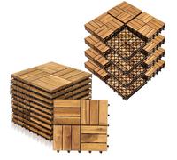 Yaskilosiu 66x Dalles de terrasse jardin clipsables en bois composite 30 x 30 cm Type classique Revêtement de sol