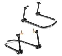 Yaskilosiu Béquille Avant Arrière Moto Lève Moto Arrière avec Bras Réglable Support de Roue Moto sur Roulettes Noir CRIC