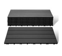 Yaskilosiu Lot de 12 WPC Dalles de terrasse 4 lattes 2 m2, 30 x 60 cm, Dalles clipsables Composite bois Anthracite DALLAGE