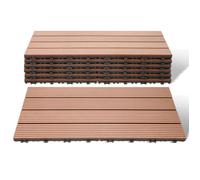 Yaskilosiu Lot de 36 WPC Dalles de terrasse 4 lattes 6 m2, 30 x 60 cm, Dalles clipsables Composite bois Marron DALLAGE