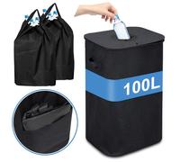 Yaskilosiu Poubelle Recyclage 100L Poubelle Cuisine Avec Couvercle, Poubelle Avec 2 Sacs De Transport noir POUBELLE DE TABLE