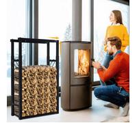 Yaskilosiu Range bûches d'intérieur en métal noir pour le bois de chauffage rétractable W 60/80/100CM H 100/125/150CM