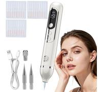Yaskyly Enlèvement de Grains de Beauté Dissolvant Traitement Verrues Plasma Électrique Removal Pen avec 19 Niveaux de Puissance & Aiguilles Interchangeables LCD rechargeable pour Beauté Verrues Taches