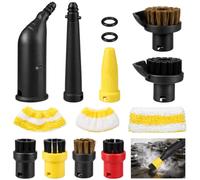 Yaskyly Kit de 14 Accessoires pour Nettoyeur Vapeur Kärcher EasyFix SC1 SC2 SC3 SC4 SC5 Comprenant Grande Brosse en Cuivre Plate Buse AllongéE, Buse CoudéE, Buse Pour Recoins Chiffon En Microfibre