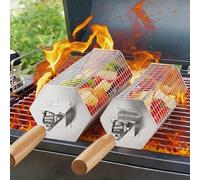 Yaskyly Panier à Barbecue Roulant, Design Hexagonale à Ouverture Rapide, Poignée Détachable, Acier Inoxydable 304, Gigogne, Accessoires Grille à Legumes, Ustensiles Grill de Cuisine Exterieur Camping