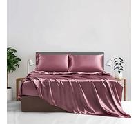 YASMENG Drap Housse 160 x 200 Satin Vieux Rose Uni Bonnet 30 cm Soyeux Brillant Luxe Soie Drap de lit en Satin de Soie Polyester Douce Lisse Respirant pour Matelas Épais