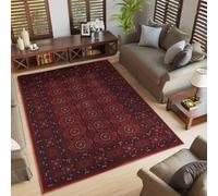 Yasmin Tapis d'intérieur Traditionnel boukhara tissé Doux avec Revers en Jute de Style Oriental Classique pour Salon, Chambre à Coucher, Couloir, Rouge, 120 x 170 cm