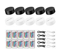 yasoe 10 Paquet Base de Lampe de Nuit 3D LED + TéLéCommande + Câble USB, PréSentoir de Spectacle de LumièRe 16 Couleurs pour Acrylique