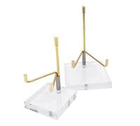 yasoe 2 Chevalets de Présentoir à Bras en Métal Réglable avec Base en Acrylique Transparent pour Pierres Précieuses, Plaques Minérales en Cristal Durables