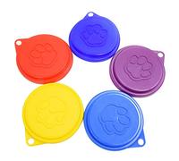 yasoe 2 Pièces Couvercle de Nourriture de Boîte de Conserve de Compagnie Réutilisablede Conserve d'animaux de Compagnie Frais Imprimé Capsules de Couvercle en Plastique,Couleur Aléatoire