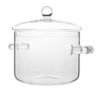 yasoe Casserole en Verre avec Couvercle, Marmite avec Couvercle et Poignée, Marmite à Mijoter, Marmite à Soupe Transparente, Haute Teneur en Borosilicate 1900 ML, Installation Facile