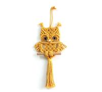 yasoe Chouette Macramé Tapisserie Tissée Tenture Murale Pendentif Ornement Tissé Bohème Tapisserie Jaune