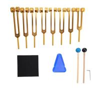 yasoe Ensemble de Diapasons pour Chakras, 7 Chakras + 1 Diapasons Lestés pour la Méditation, le Yoga, la Guérison Sonore, Doré