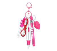 yasoe Ensemble de Stylos à Bille Rétractables Multifonctions 6 en 1, Lampe de Poche, Ciseaux Pliables, Stylo à Bille, Porte-Clés, Stylos D'Infirmière, Rose