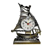 yasoe Horloge Réveil Table de Voilier Modèle Rétro Vintage Ornement Horloges de Bureau Nautique Figure de Bateau Chevet Silencieux, Argent Facile à Utiliser