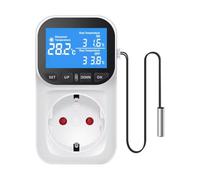 yasoe Thermostat de Sortie de Régulateur de Température Numérique avec Sonde de Capteur de Temps, Interrupteur de Refroidissement et de Chauffage, Prise Ue 16A