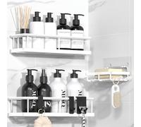 YASONIC Lot de 3 étagères de douche sans perçage avec porte-savon, en acier inoxydable et stable, séchage rapide, support de shampoing, pour étagère de douche, noir