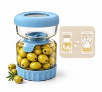 Yasvia Pot à Cornichon Retournable 750ml, Bocal à Cornichon avec Passoire Sablier, Récipient Hermétique et Étanche pour Olives, Jalapeños et Concombres, Sans BPA, Passe au Lave-Vaisselle
