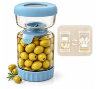 Yasvia Pot à Cornichon Retournable 900ml, Bocal à Cornichon avec Passoire Sablier, Récipient Hermétique et Étanche pour Olives, Jalapeños et Concombres, Sans BPA, Passe au Lave-Vaisselle