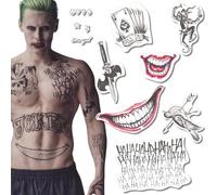 Yatatu - Kit de Tatouages Éphémères Joker Suicide Squad - Cosplay - Carnaval - Halloween - Costume (Kit visage et bras)